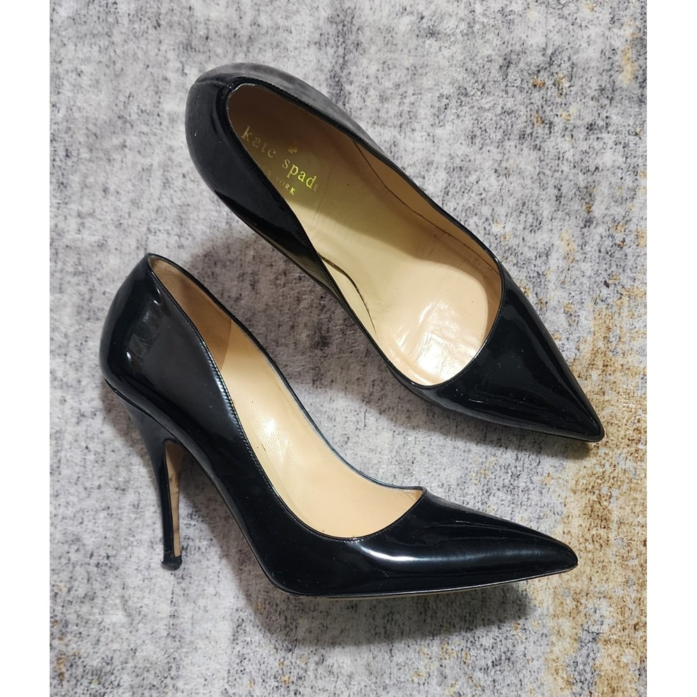 Kate Spade NY Licorice Black Patent Leather High-Heel Pointed-Toe Pumps Size 8.5 - Picture 4 of 8